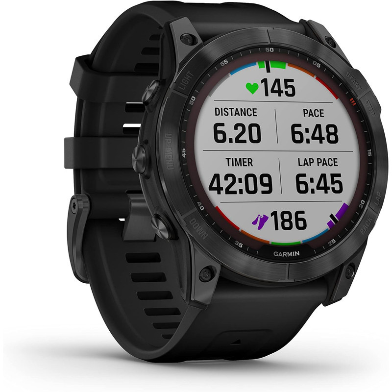 ساعت هوشمند گارمین مدل Fenix 7x SOLAR دارای قابلیت های صفحه نمایش لمسی , کنترل موسیقی (Music Player) , کنترل سطح اکسیژن خون، بند سیلیکون