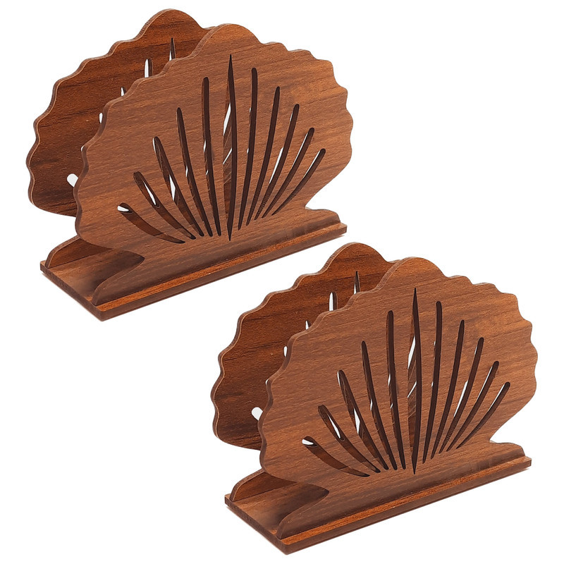 جای دستمال کاغذی چوبی تیکما مدل صدفی کد KIT D5C بسته 2 عددی