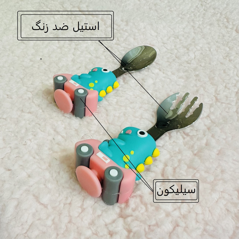 قاشق و چنگال کودک مدل دایناسور و ماشین