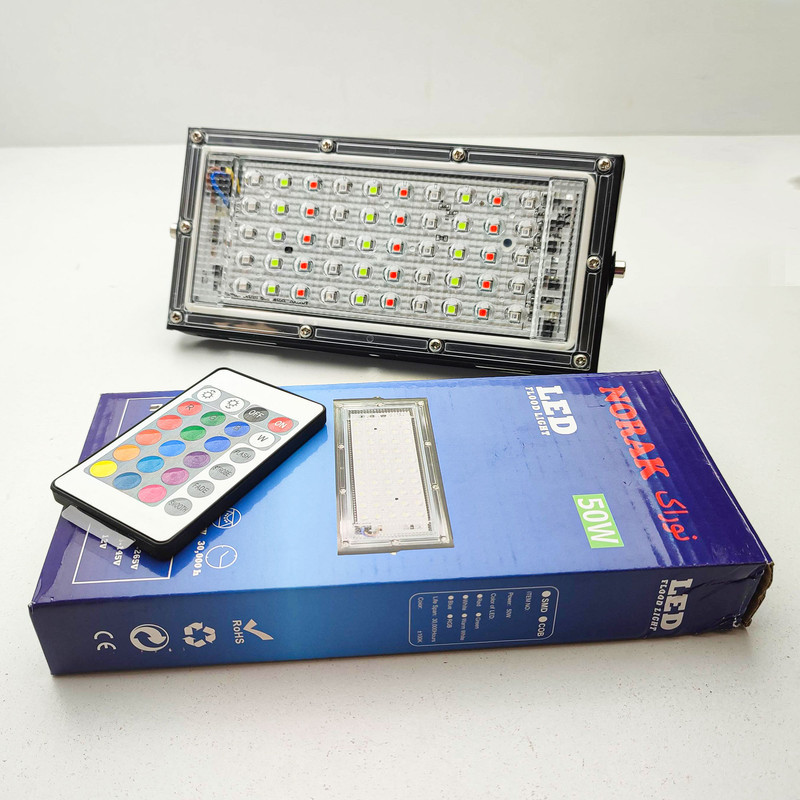 پروژکتور 50 وات نوراک مدل RGB چند رنگ ریموات دار