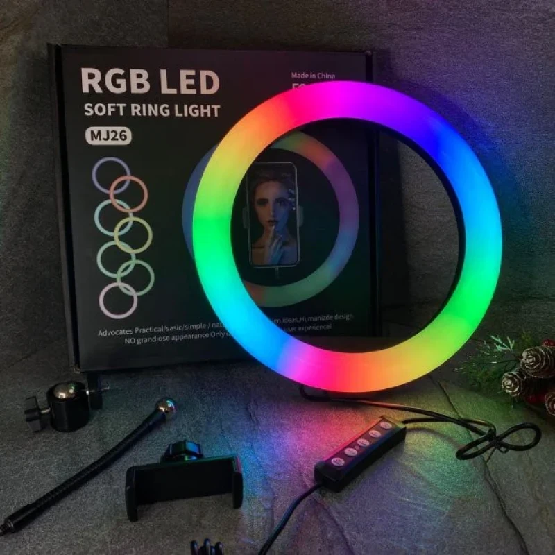 رینگ لایت مدل MJ26-RGB به همراه پایه