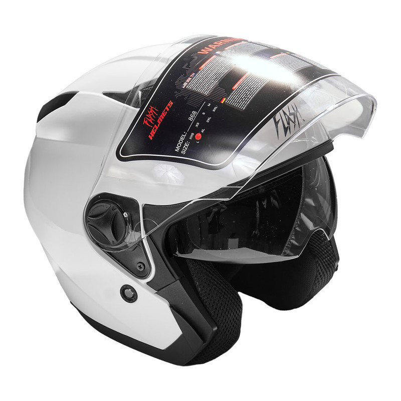 کلاه کاسکت بدون فک فلش مدل 868 glossy white