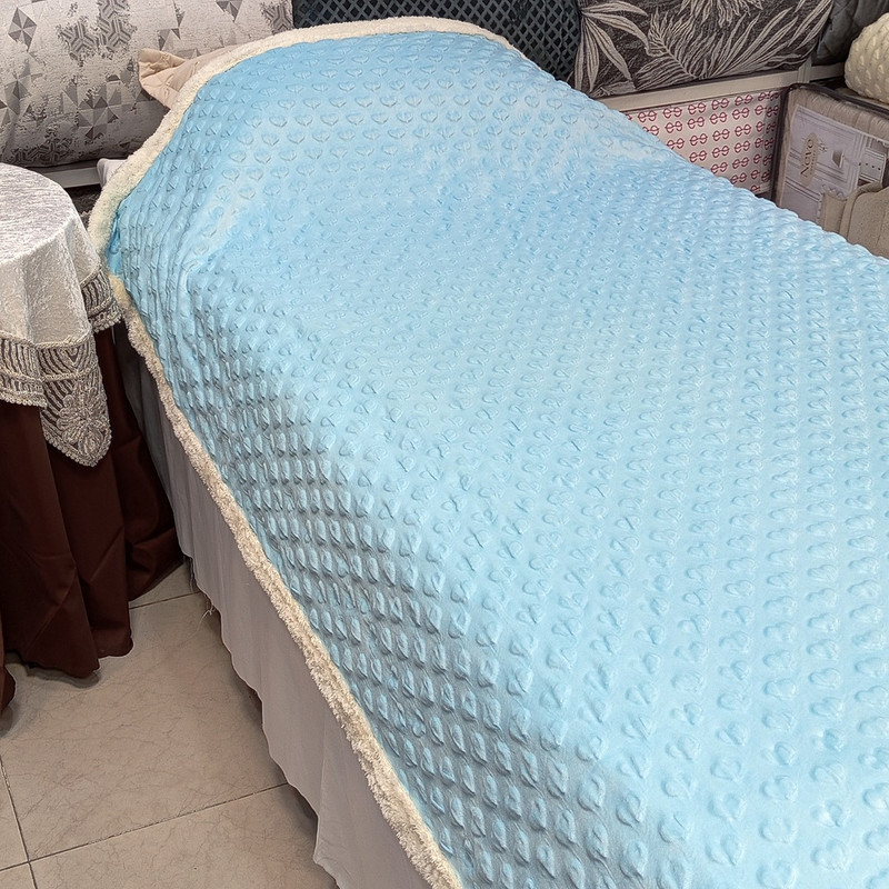 پتو 1 نفره مدل کریستال قلبی پشت تدی سایز 220x160 سانتی‌متر