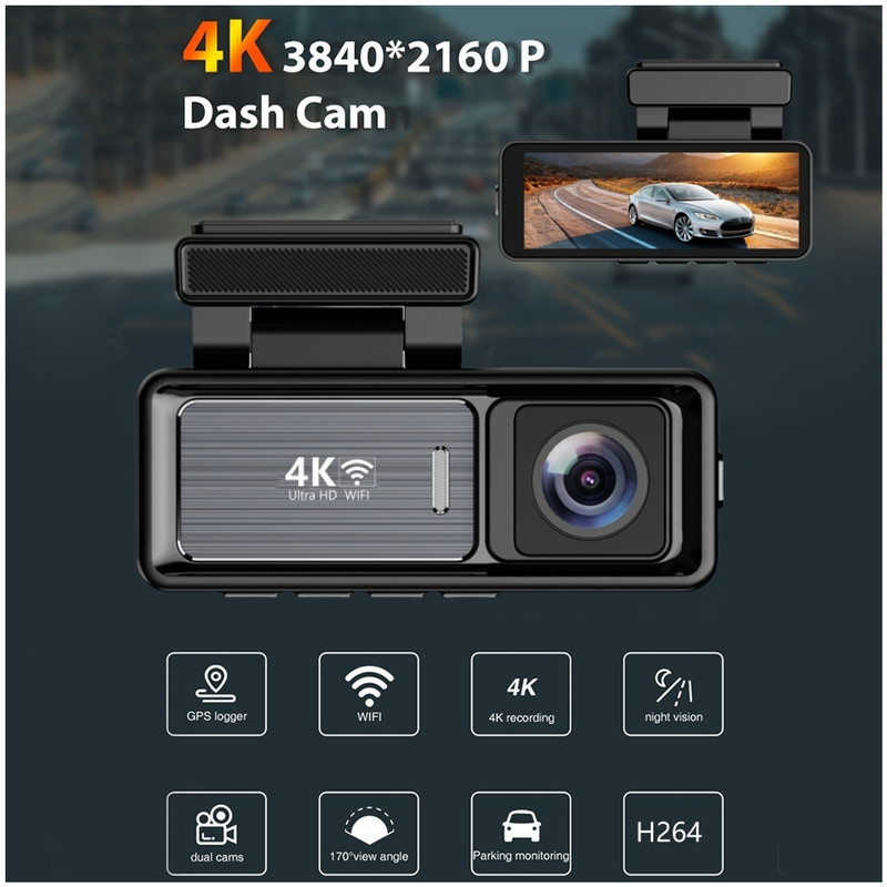دوربین ثبت وقایع خودرو اتوویژن مدل M6 4K-WiFi به همراه دوربین عقب