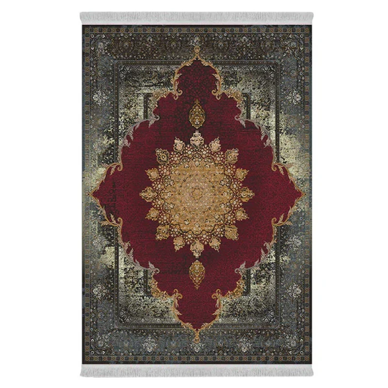 فرش پارچه‌ای دفه مدل فرشینه شانل مخمل ترک طرح فانتزی کد 90746