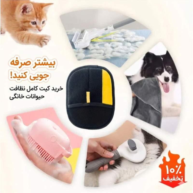 دستکش ماساژ و جمع‌کننده موهای حیوانات مدل B-Y2026
