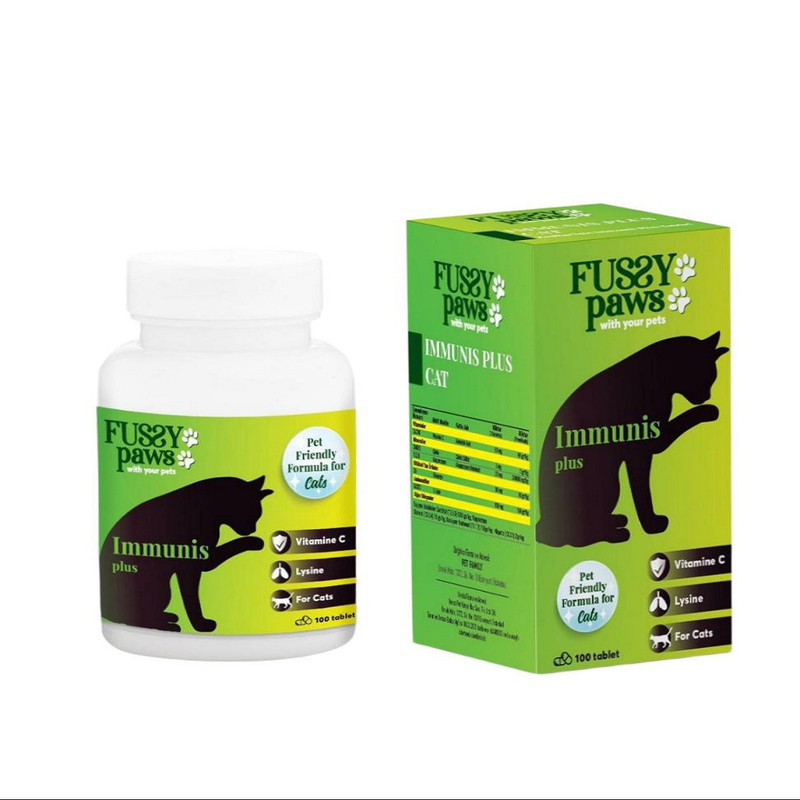 قرص مکمل سیستم ایمنی گربه فاسی پاوز Fussy Paws مدل Immunis Plus بسته 100 عددی