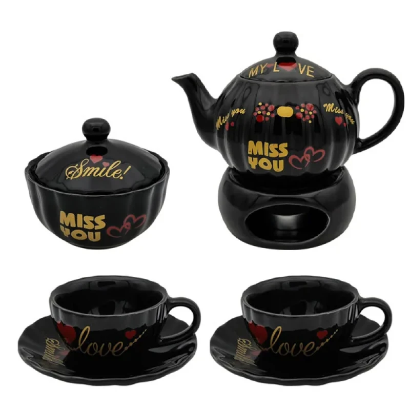 سرویس چای خوری 9 پارچه مناسب برای 2 نفره مدل صدفی کد 2411P9xmiss