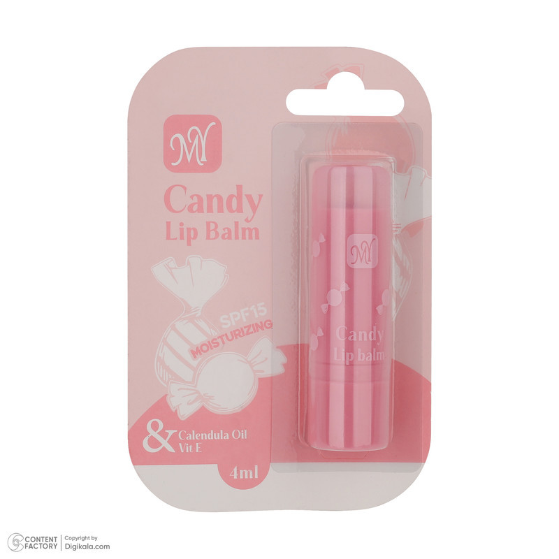 بالم لب ماتیکی مای مدل candy مرطوب‌کننده، حاوی ویتامین‌های تقویتی و عصاره آلوئه‌ورا، مناسب پوست لب معمولی