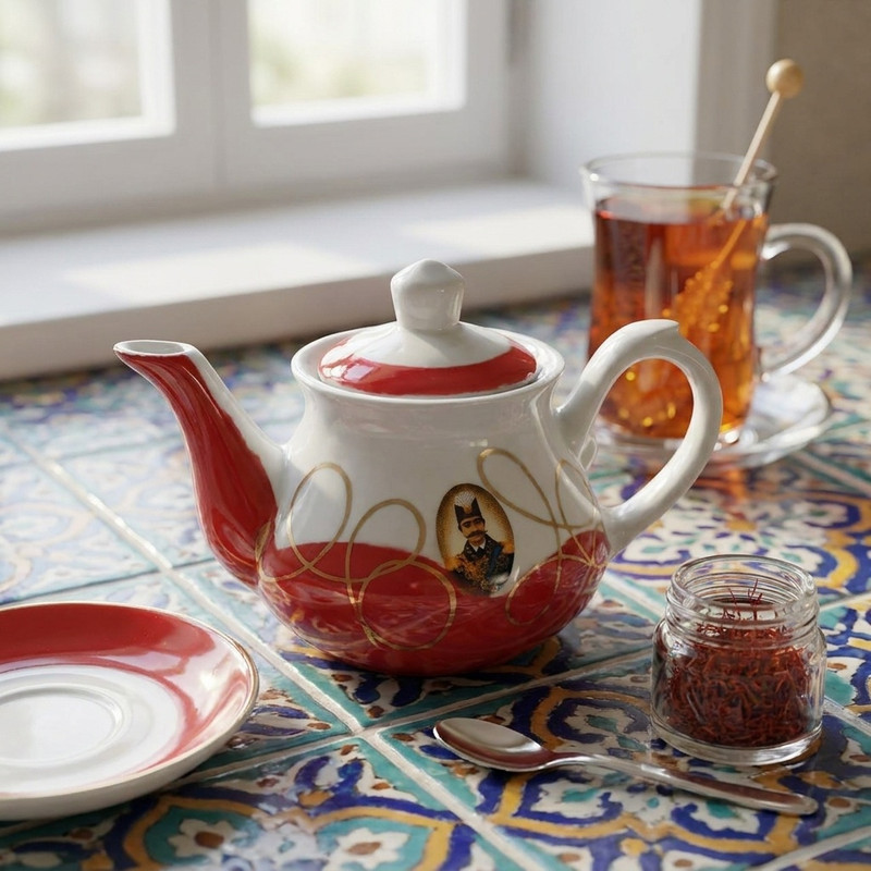 قوری زعفران طرح ناصرالدین شاه کد M123