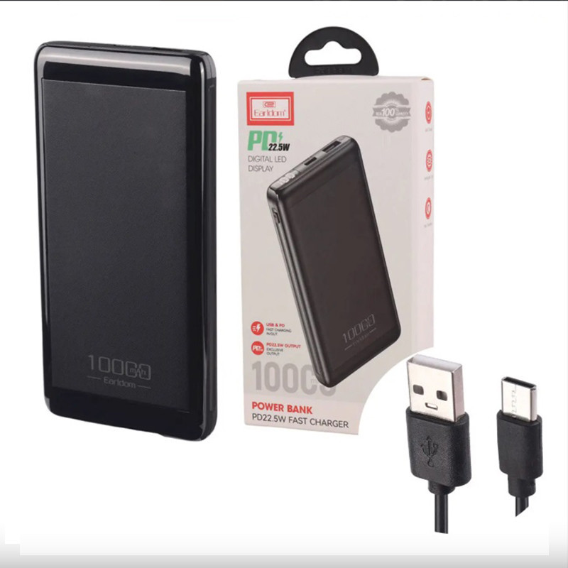 پاوربانک 22.5 وات ارلدام مدل PD39 ظرفیت 10000 میلی‌آمپرساعت به همراه یک عدد کابل MICROUSB