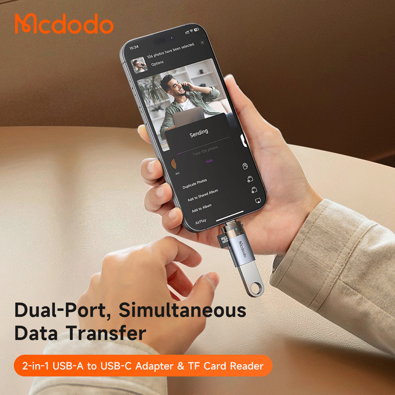 مبدل USB-A  Micro SD به USB-C مک دودو مدل OT-7600
