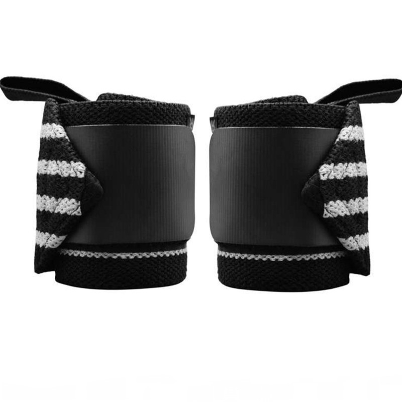 مچ بند بدنسازی مدل کشی پارچه ای لبه چرمی کد gym-60cm بسته دو عددی