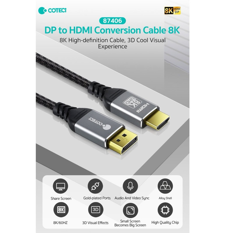 کابل Display Port به HDMI یوسمز مدل 87406 طول 3 متر
