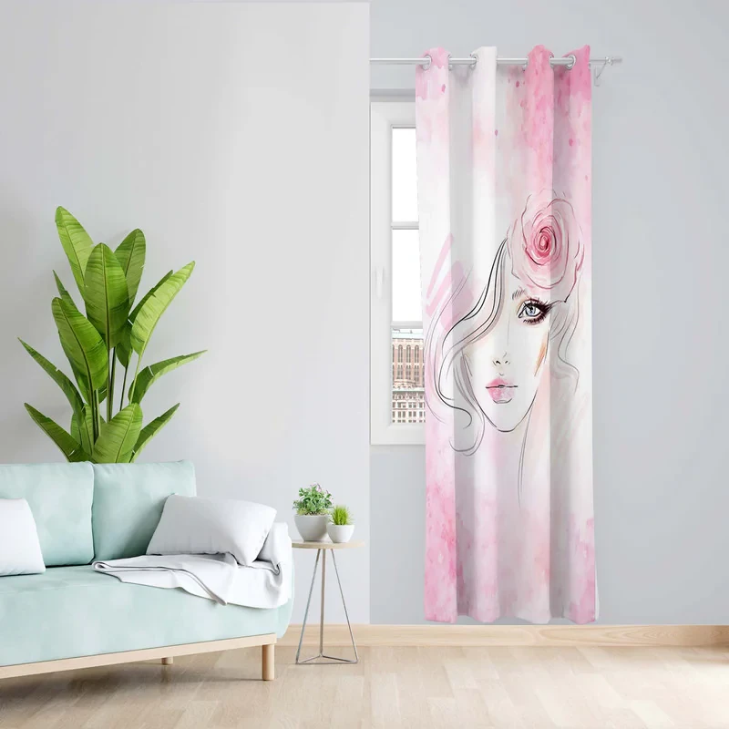 پرده طرح دختر مدل مخمل پانچی کد 5447R z سایز 140x200 سانتی متر