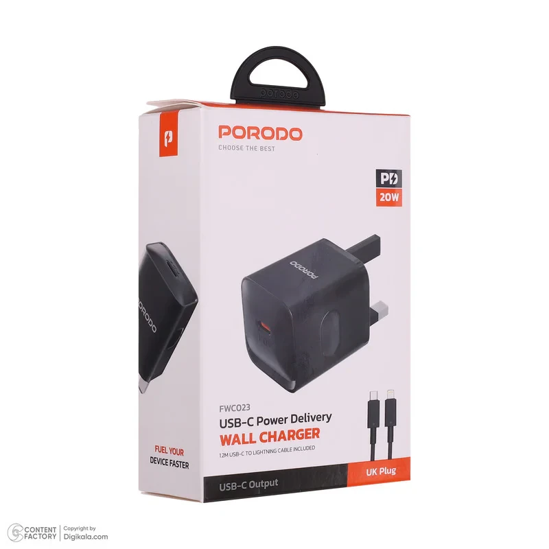 شارژر دیواری 20 وات پرودو مدل USB-C Power delivery Wall Charger-FWC023