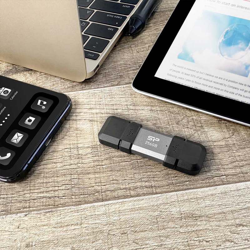 فلش مموری OTG سیلیکون پاور مدل C51 ظرفیت 128 گیگابایت با رابط USB3.2 Type-A و Type-C، مقاوم در برابر ضربه، شوک و گرد و غبار، مناسب تلفن همراه و لپ‌تاپ