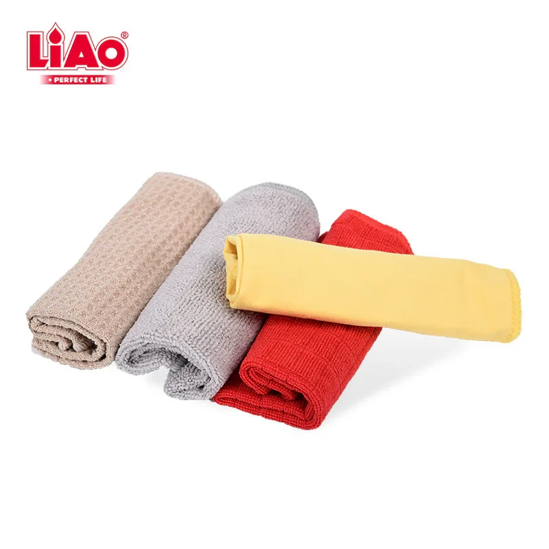 دستمال میکروفایبر آشپزخانه لیائو پرفکت لایف مدل G130020 بسته 4 عددی