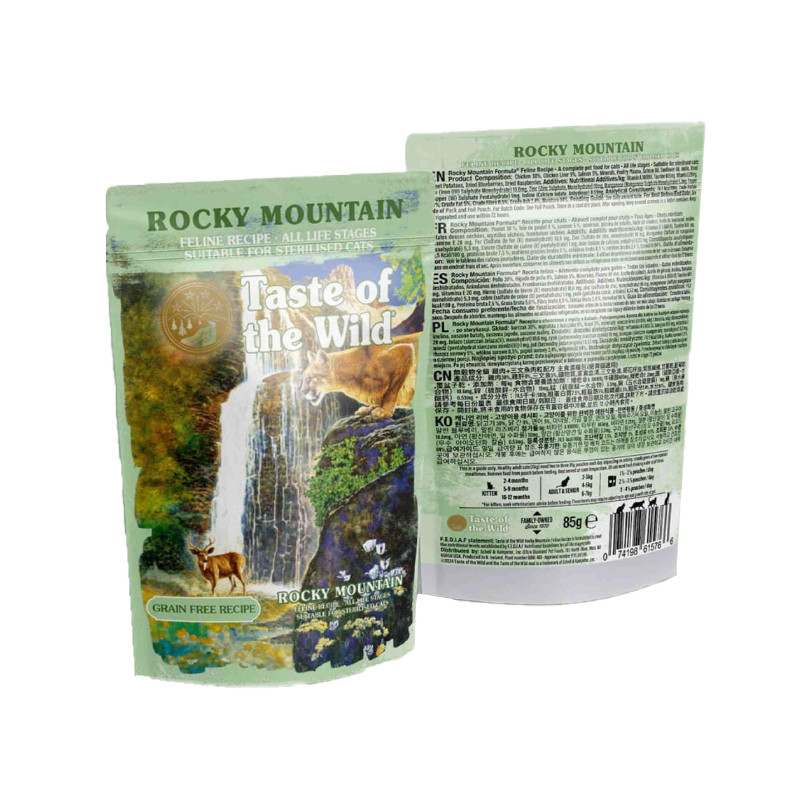 پوچ گربه بالغ تیست آف ویلد مدل Rocky Mountain Chunks in Gravy طعم مرغ و ماهی وزن ۸۵ گرم