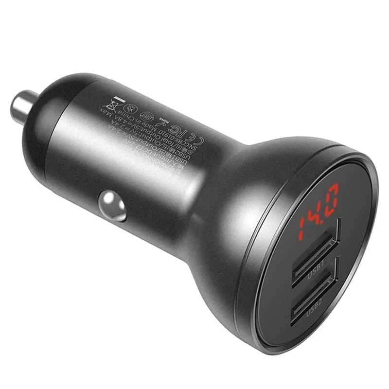 شارژر فندکی  باسئوس مدل Car Charger Suit-24W به همراه کابل تبدیل microUSB USB-C  لایتنینگ