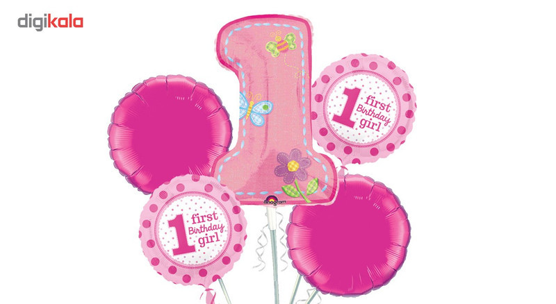مجموعه 5 عددی بادکنک فویلی بانیبو مدل First Birthday Girl