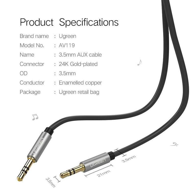 کابل AUX یوگرین مدل AV119-10733 طول یک متر