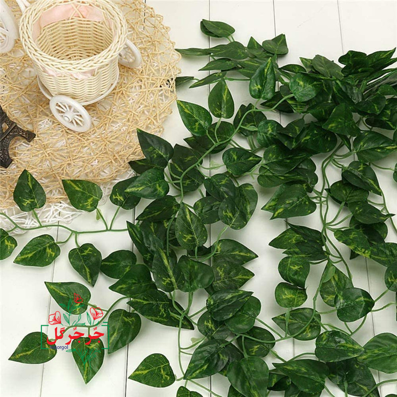 گل مصنوعی جُرجُرگل مدل ریسه برگ نخی پتوس بسته 6 عددی