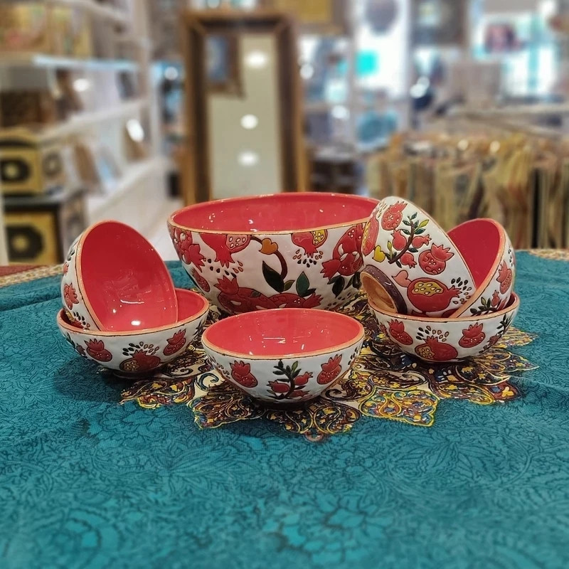 ست 7 تکه کاسه و پیاله مدل انار کد 7