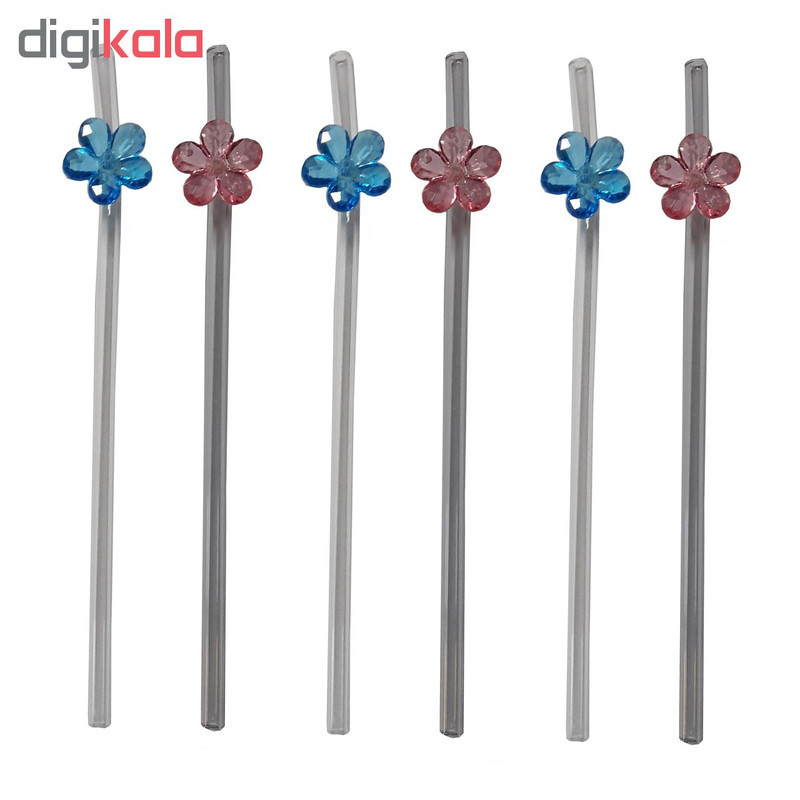 نی نوشیدنی طرح گل کد SH-M-02 بسته 6 عددی