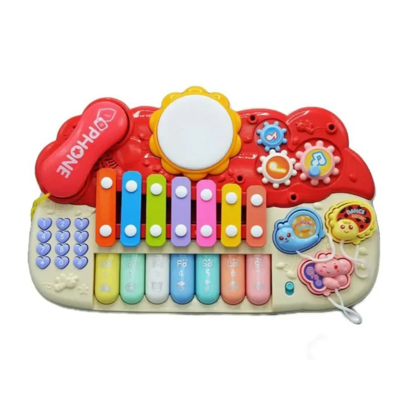 اسباب بازی ناب سل مدل پیانو، تلفن ، پازل ،درام ، بلز و بازی فکری چراغدار و موزیکال MULTIFUNCTION MUSICAL PIANO WITH LIGHT &MUSIC