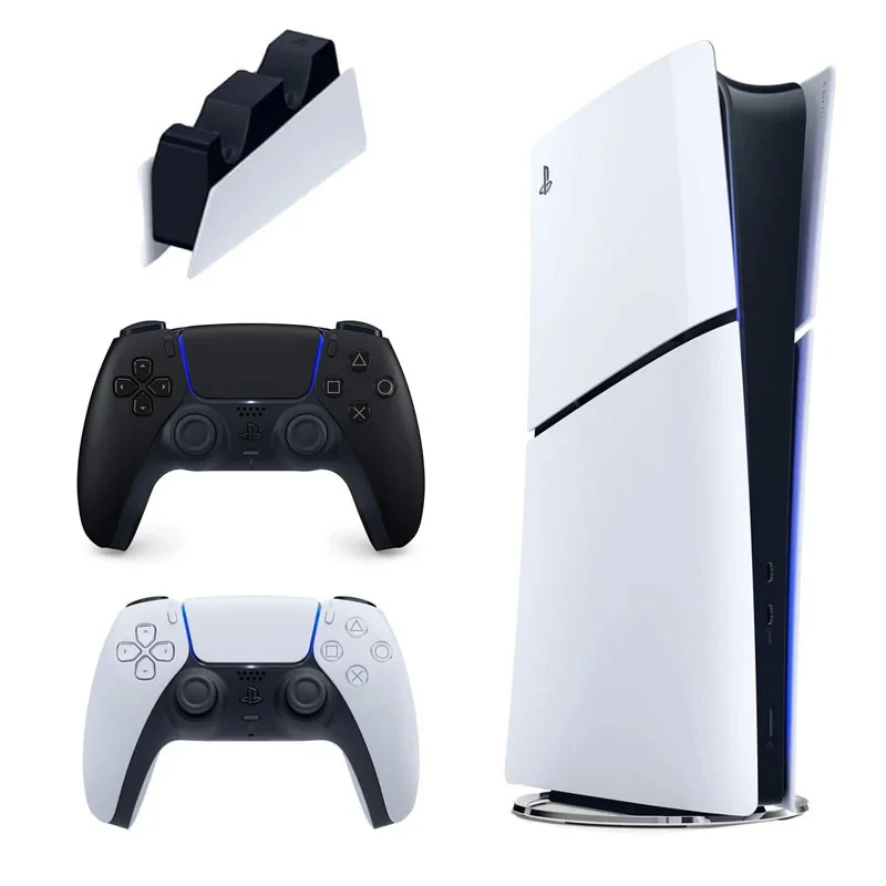 کنسول بازی سونی مدل PlayStation 5 Slim Digital Edition ظرفیت 825 گیگابایت ریجن CFI-2116 اروپا به همراه دسته اضافی و پایه شارژر