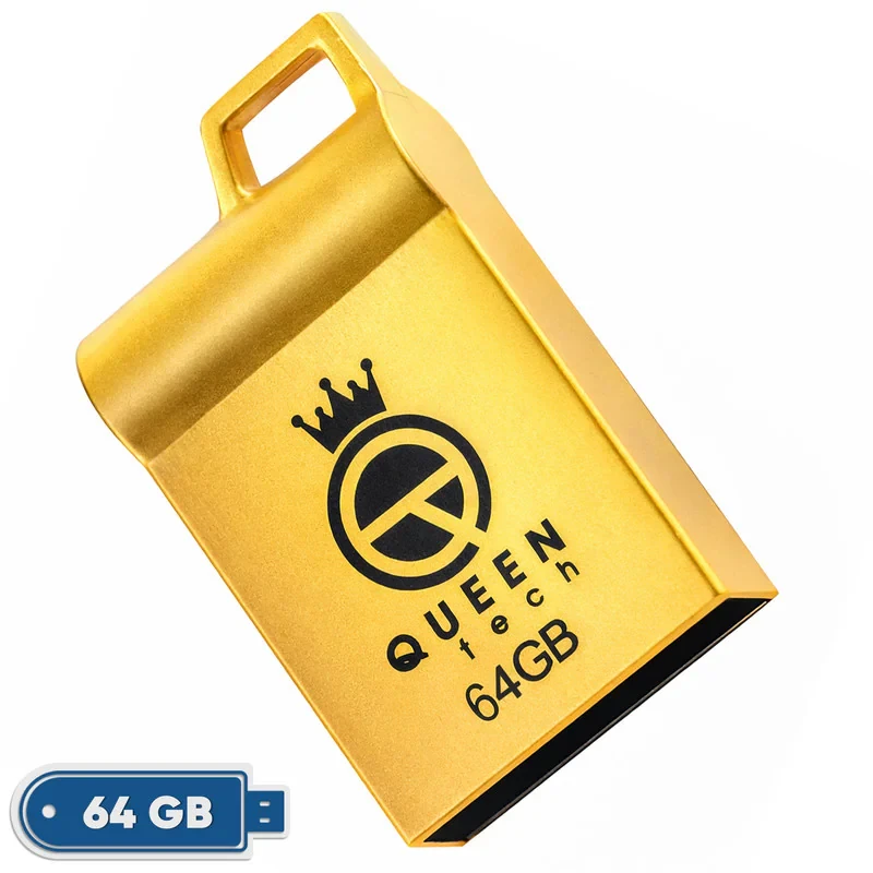 فلش مموری کوئین تک Marvel ظرفیت 64 گیگابایت، رابط USB 2.0، بدنه فلزی مقاوم ضد آب و ضد شوک، طراحی فشرده و بند دار، سرعت انتقال 30 مگابایت بر ثانیه، سازگار با کامپیوتر، لپ‌تاپ، تبلت و گوشی موبایل