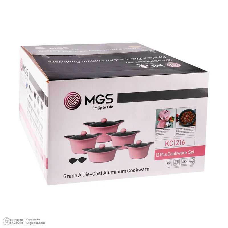 سرویس تابه و قابلمه گرانیتی 12 پارچه ام جی اس مدل KC1216