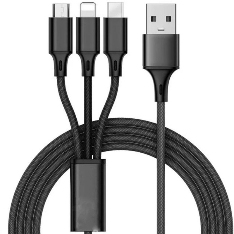 كابل تبدیل USB به  لايتنينگ micro USBUSB-C سمگپرس مدل توربو شارژ طول 1 متر