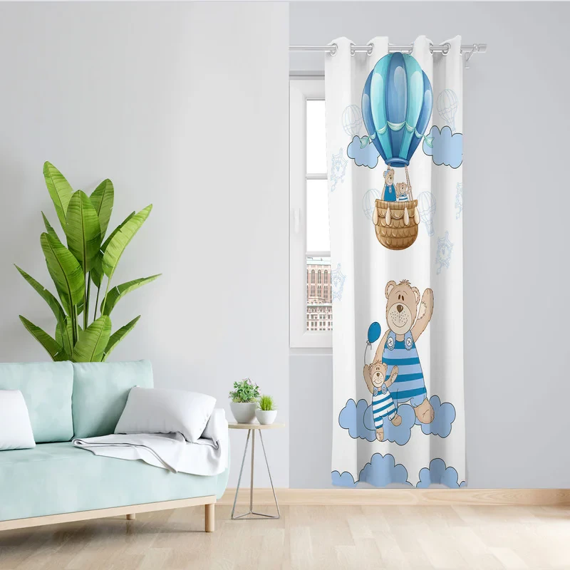 پرده مدل اتاق کودک مخمل پانچی طرح پسرانه کد 4284 سایز 140x280 سانتی متر