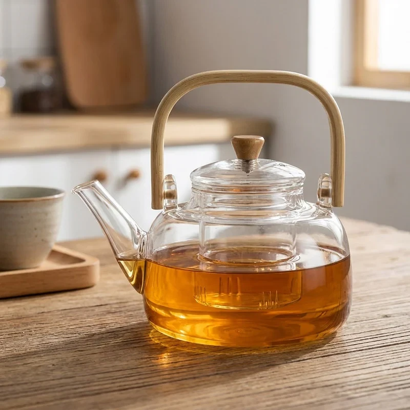 قوری مدل ویداستی دسته بامبو کد 1369n 800cc