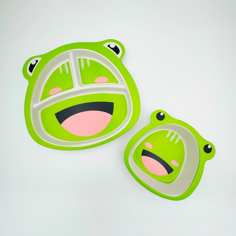سرویس غذاخوری 5 تکه کودک مدل فیبر بامبو طرح قورباغه