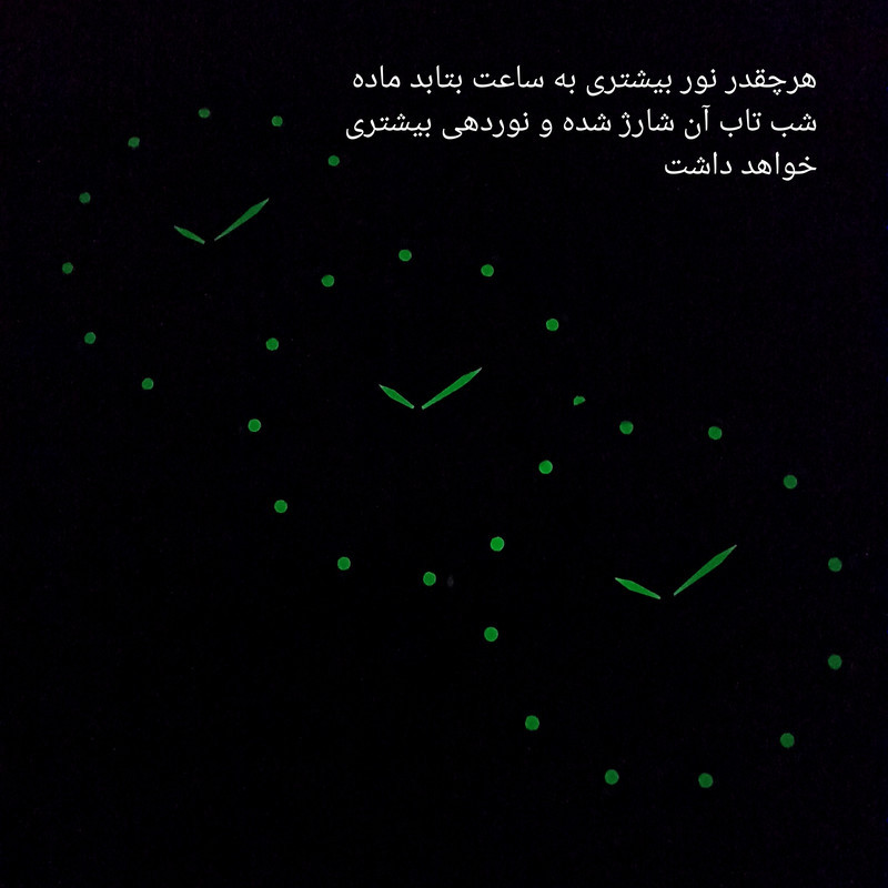ساعت دیواری عقربه‌ای با نشانگر عددی مدل شب تاب