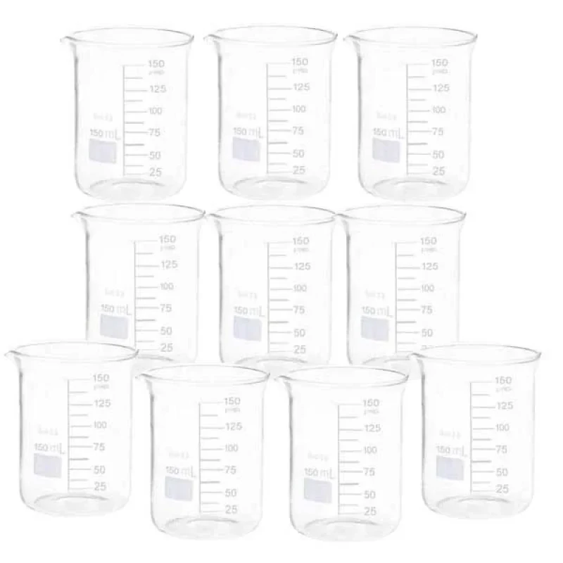 بشر آزمایشگاه مدل beaker ظرفیت 150 میلی لیتر بسته 10 عددی