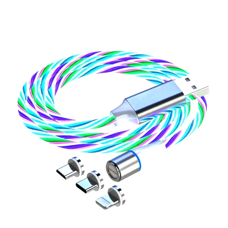 کابل تبدیل مغناطیسی  USB به MicroUSB  USB-C  لایتنینگ مدل  RGB  1x3 طول 1 متر