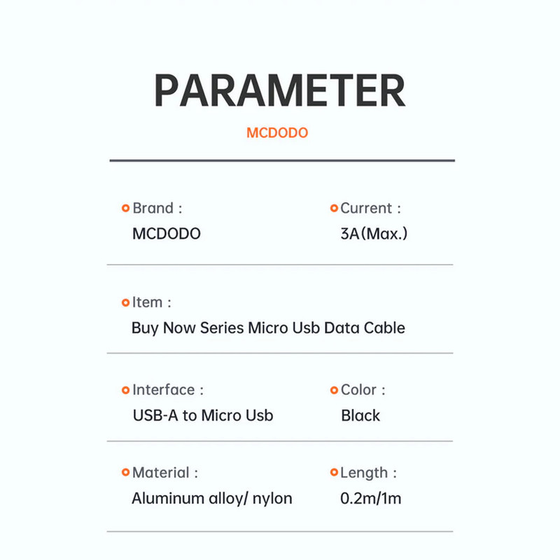 کابل تبدیل USB به microUSB مک دودو مدل CA-2280 طول 0.20 متر