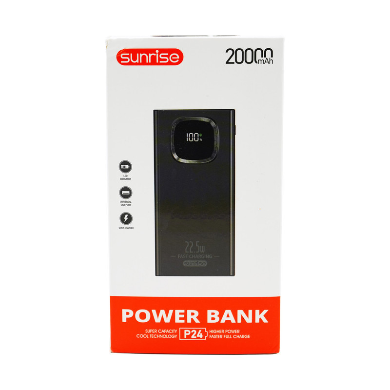 پاوربانک 22.5 وات سانرایز مدل P24 ظرفیت 20000 میلی‌آمپرساعت