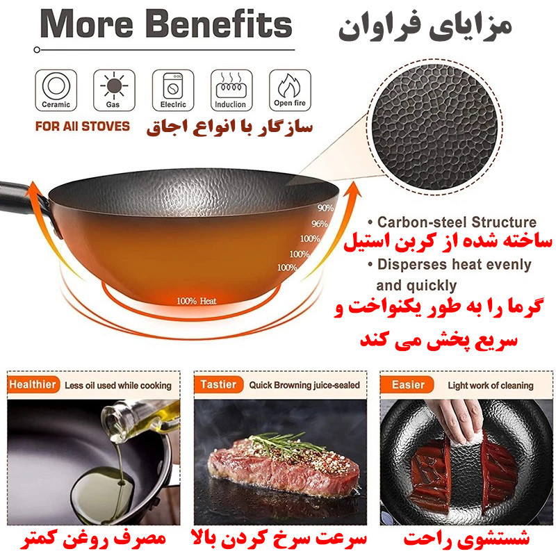 تابه ووگ چدنی مدل دسته بلند سایز 32