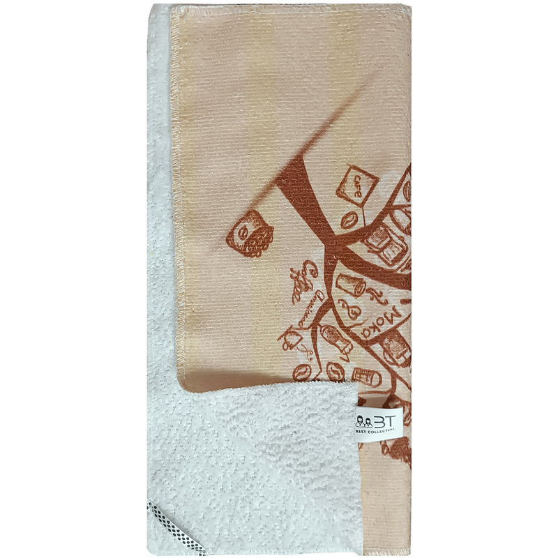 دستمال نظافت آشپزخانه بی تی مدل میکروفایبر طرح درخت قهوه کد 30x30W234 بسته 2 عددی