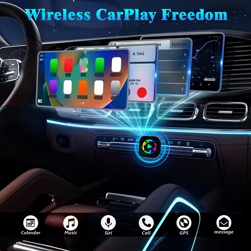 کارپلی و اندروید اتو مدل Wireless CarPlayAndroid Auto Q1A به همراه مبدل USB به USB-C