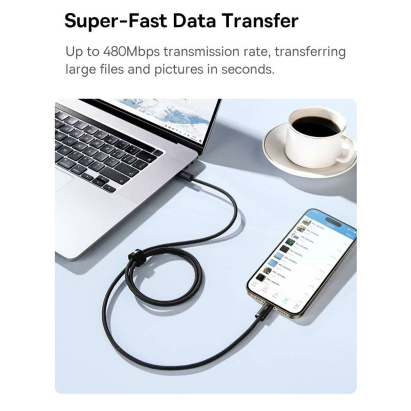 کابل تبدیل USB-C به USB-C بیسوس مدل Dynamic 3 Series 100W طول 2 متر