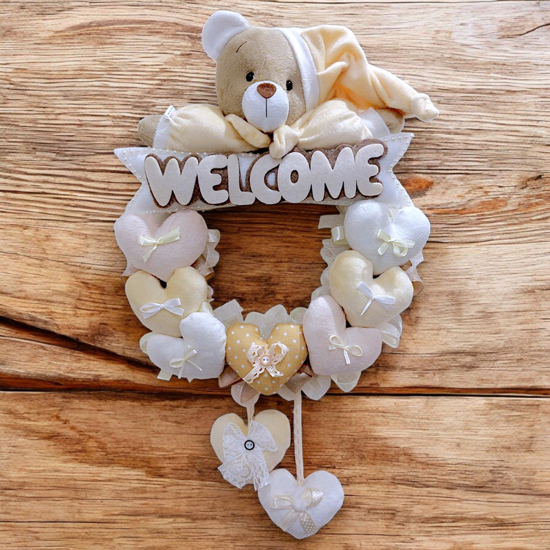 آویز تزیینی اتاق کودک طرح خرس نانان مدل Welcome کد WCrm
