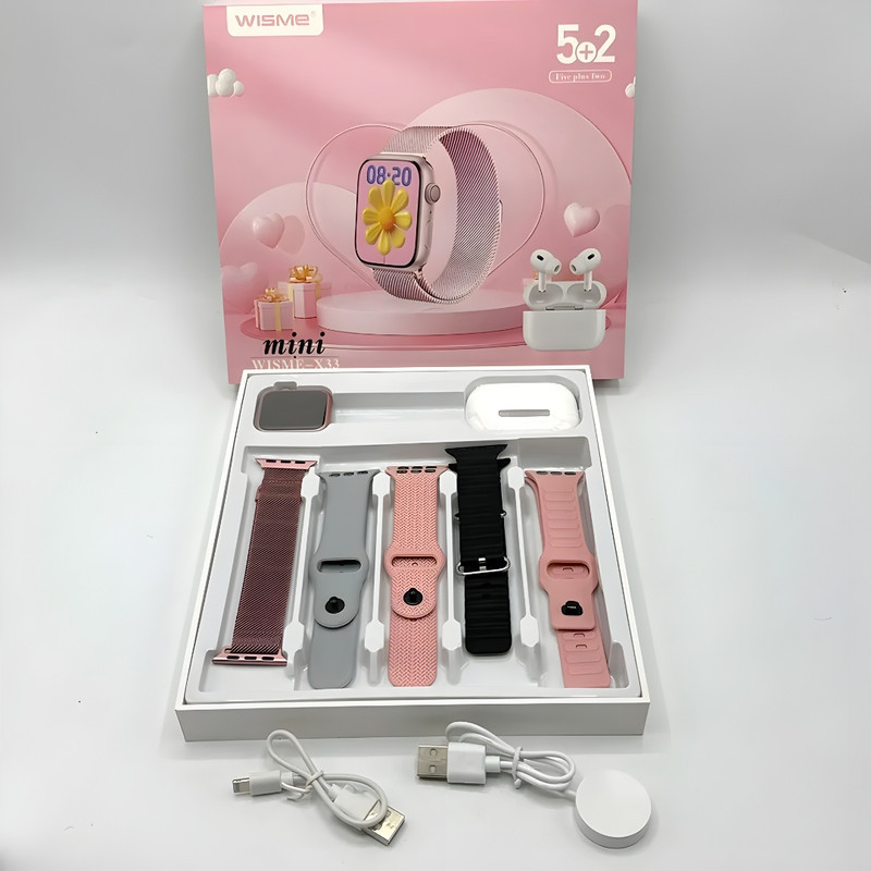 ساعت هوشمند 41 میلی متری ویسمی مدل X33 MINI با بند فلزی به همراه هدفون