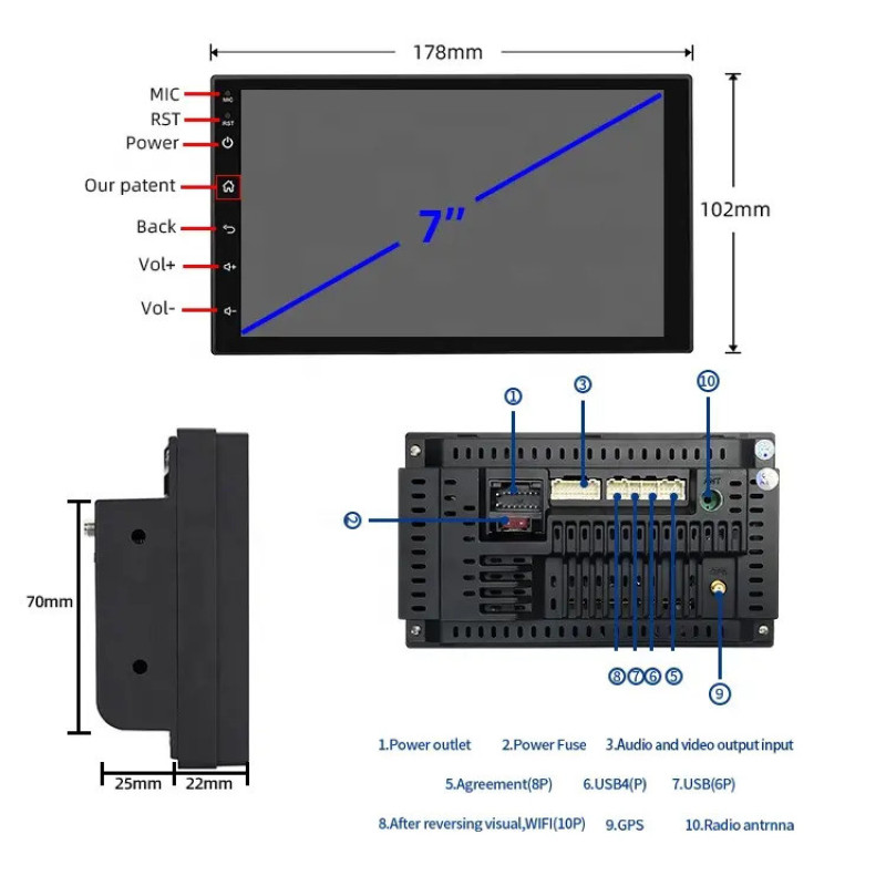 مانیتور خودرو مدل Jmance 1080 اندروید 7 اینچ