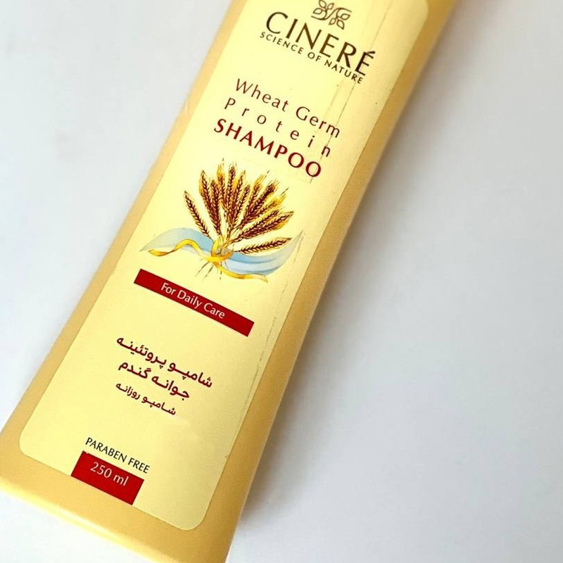 شامپو تقویت‌کننده مو سینره مخصوص انواع مو، حجم 250 میلی‌لیتر مدل Wheat Germ، حاوی ویتامین‌های E و B5 با عصاره پروتئین جوانه گندم